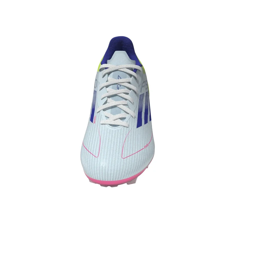 Chaussures de football adidas F50 League pour terrain sec - Blanc/Bleu/Tesoye