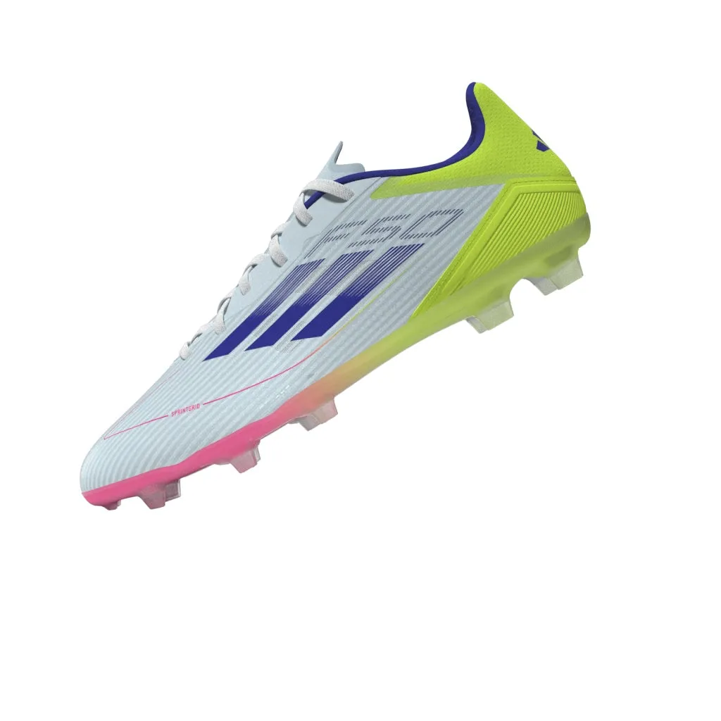 Chaussures de football adidas F50 League pour terrain sec - Blanc/Bleu/Tesoye
