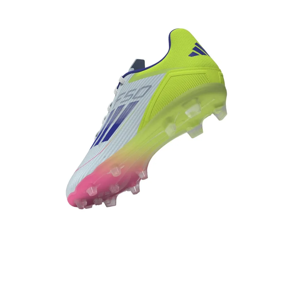 Chaussures de football adidas F50 League pour terrain sec - Blanc/Bleu/Tesoye