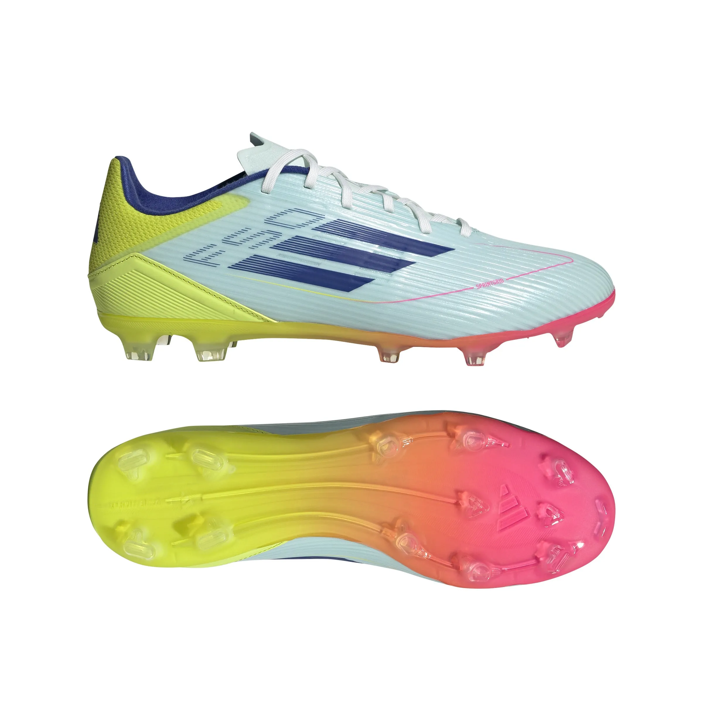 Chaussures de football adidas F50 League pour terrain sec - Blanc/Bleu/Tesoye