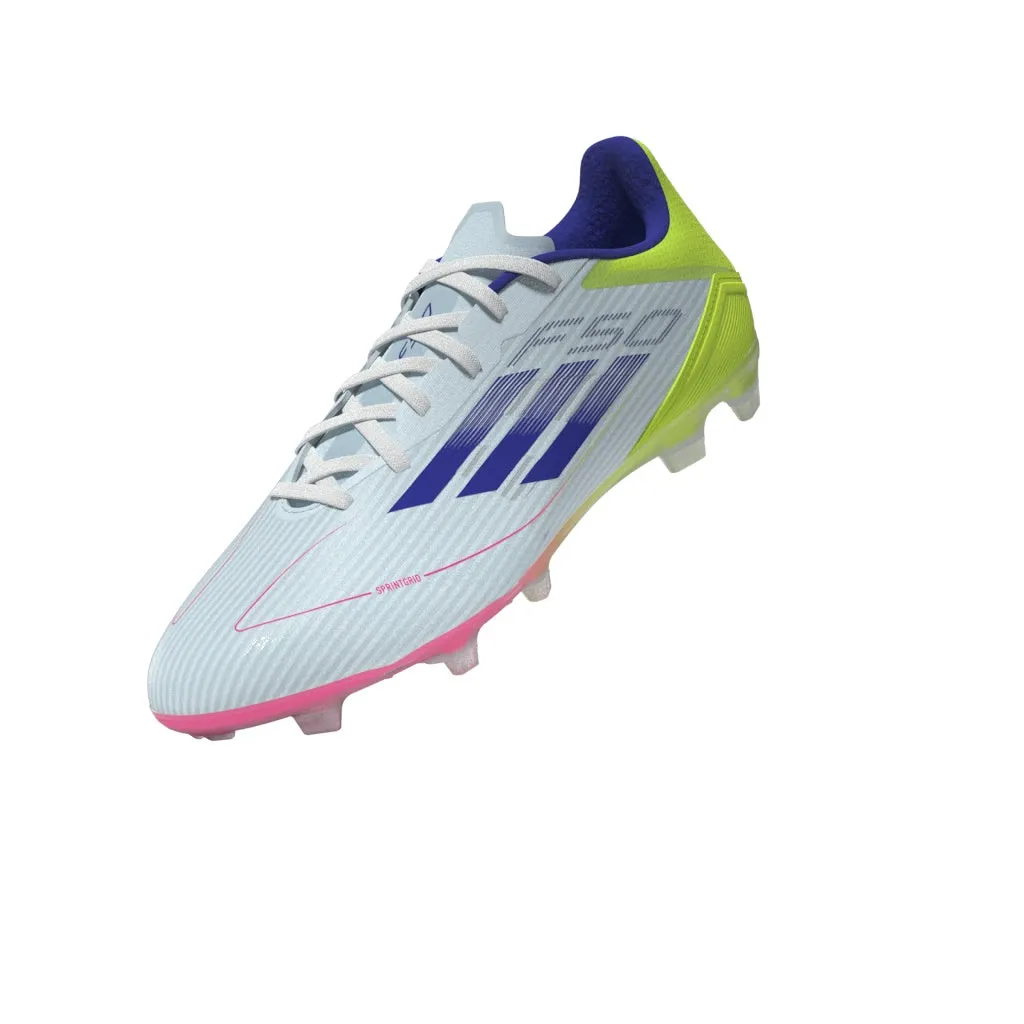Chaussures de football adidas F50 League pour terrain sec - Blanc/Bleu/Tesoye