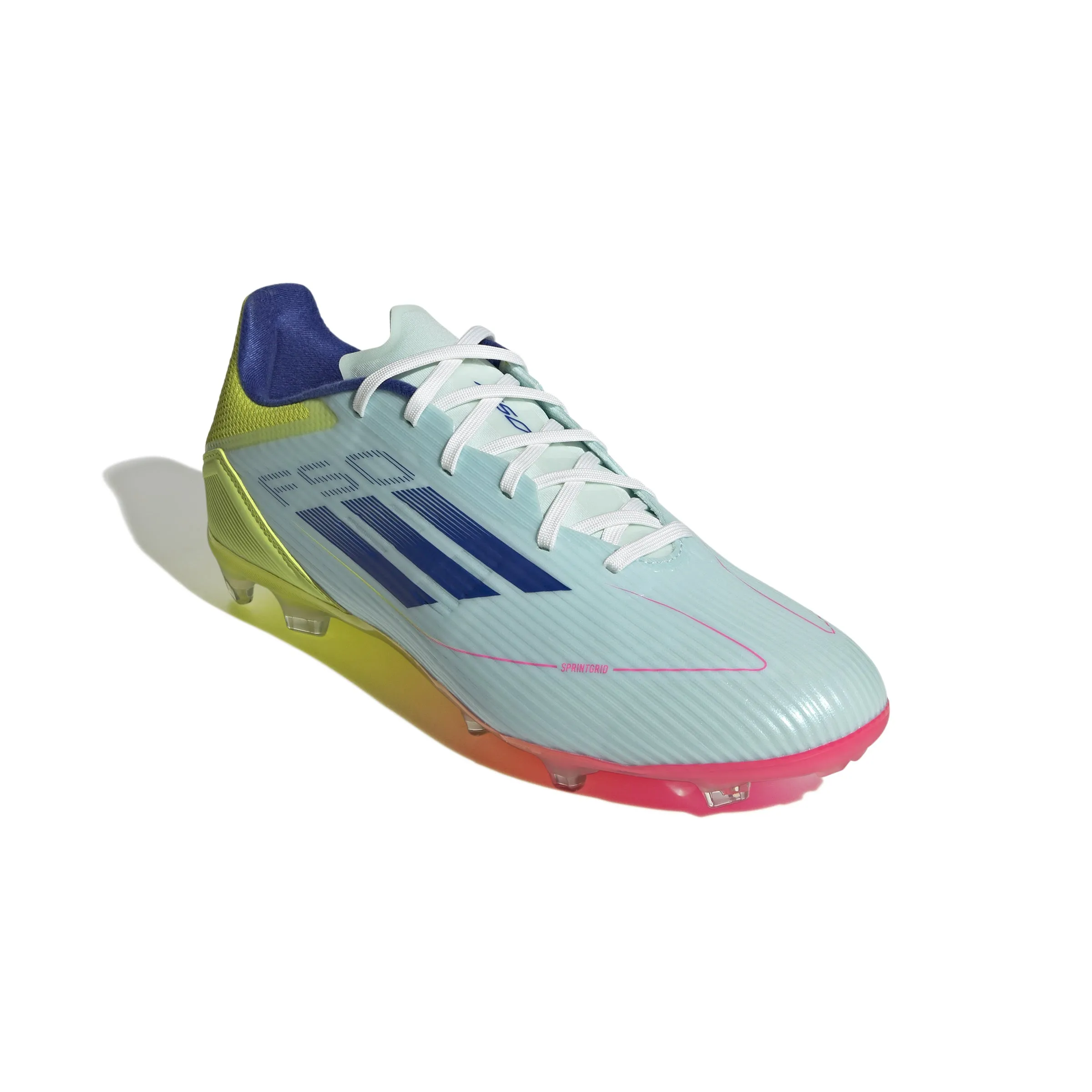 Chaussures de football adidas F50 League pour terrain sec - Blanc/Bleu/Tesoye