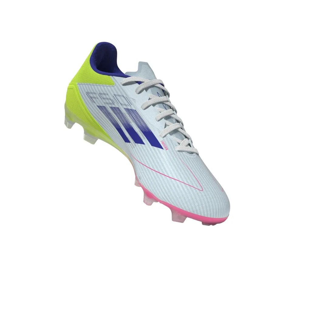 Chaussures de football adidas F50 League pour terrain sec - Blanc/Bleu/Tesoye