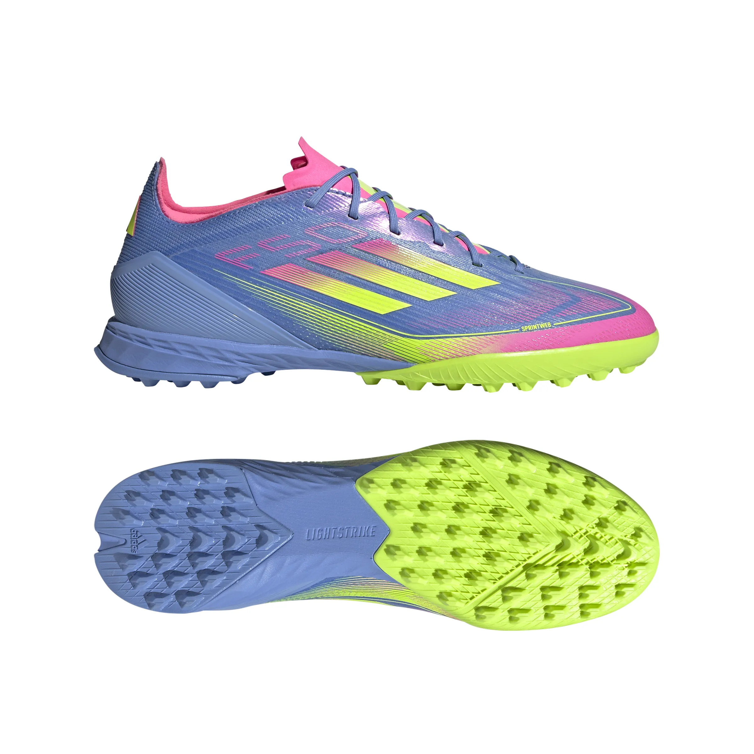 Chaussures de football adidas F50 Pro TF pour terrain synthétique - Blufus/ Luclem/ LucPink
