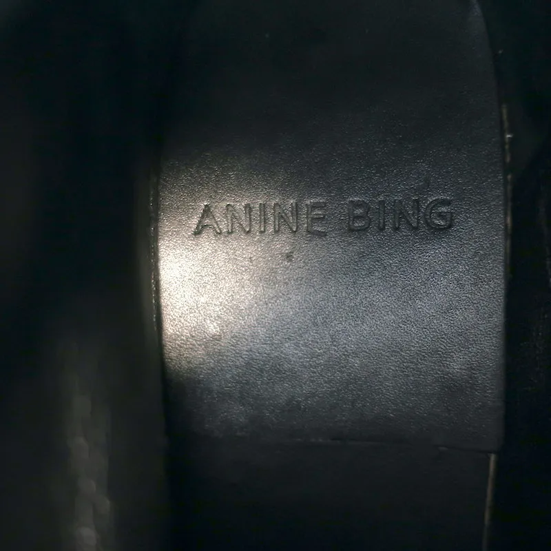 ANINE BING Bottines Charlie à Clous Argentés en Cuir Noir et Suède Taille 37
