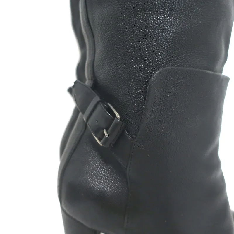 Balenciaga Bottes plateforme à hauteur de genou avec détail boucle en cuir noir grainé taille 38