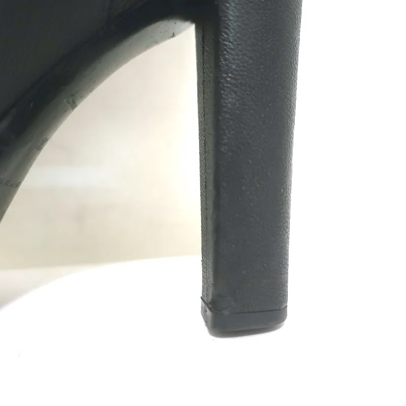 Balenciaga Bottes plateforme à hauteur de genou avec détail boucle en cuir noir grainé taille 38