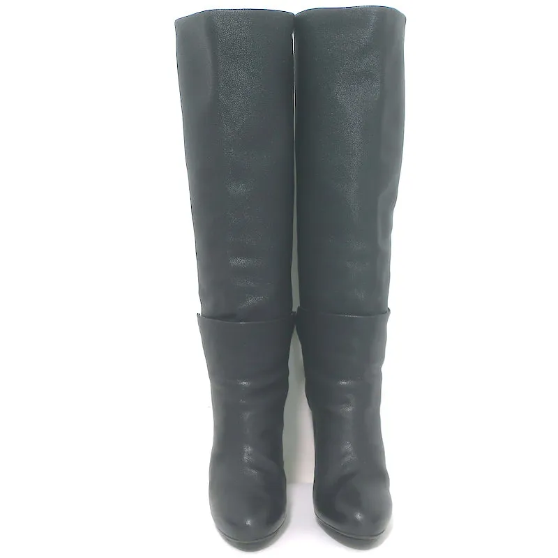 Balenciaga Bottes plateforme à hauteur de genou avec détail boucle en cuir noir grainé taille 38