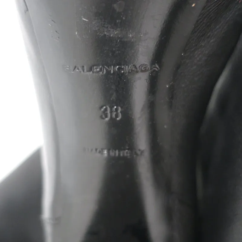 Balenciaga Bottes plateforme à hauteur de genou avec détail boucle en cuir noir grainé taille 38