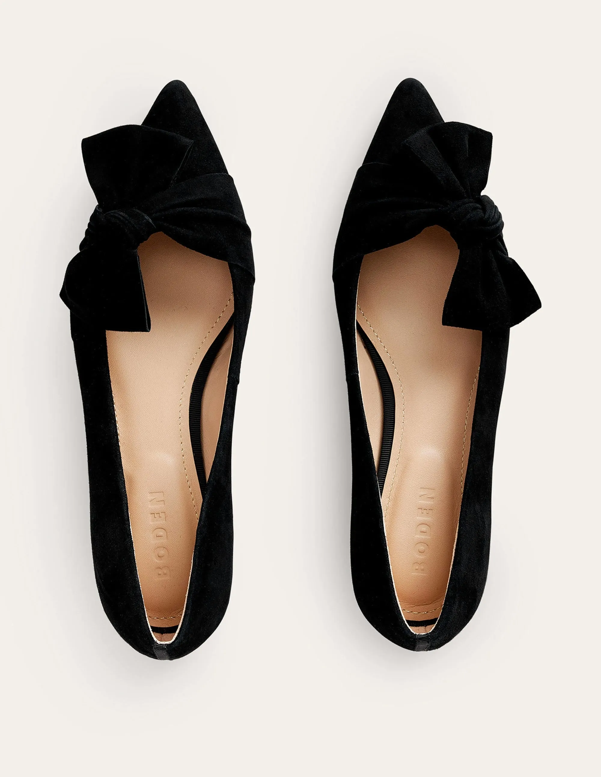 Ballerines à Nœud - Suède Noir
