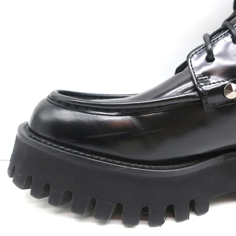 Bottes de combat à chaînes Casadei en cuir clouté noir taille 36.5