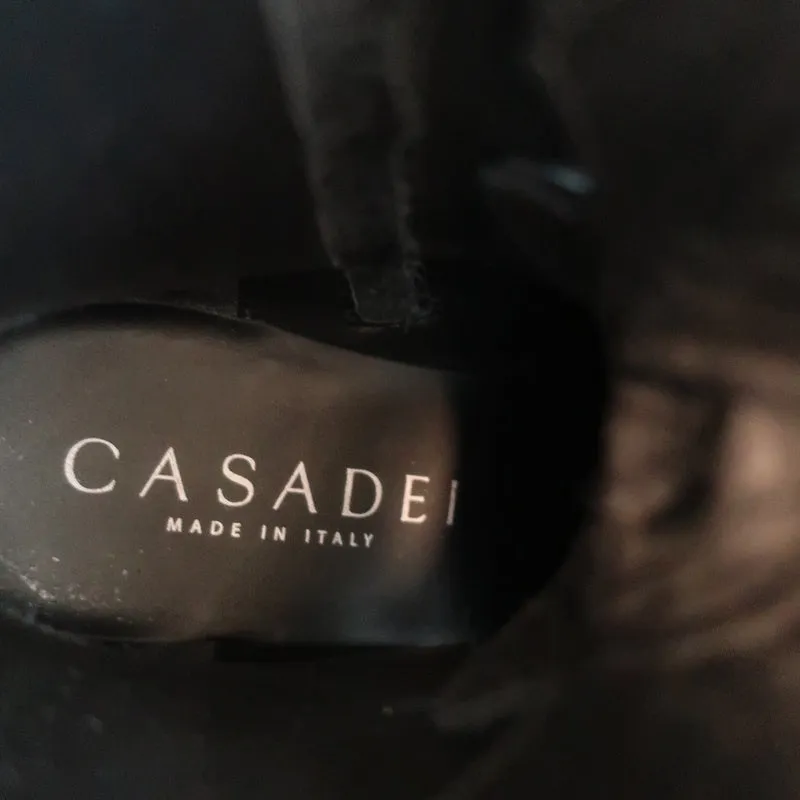 Bottes de combat à chaînes Casadei en cuir clouté noir taille 36.5