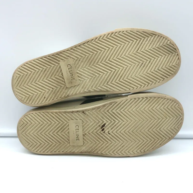 Celine Triomphe TR01L Sneakers Basses en Cuir Blanc et Noir Taille 37