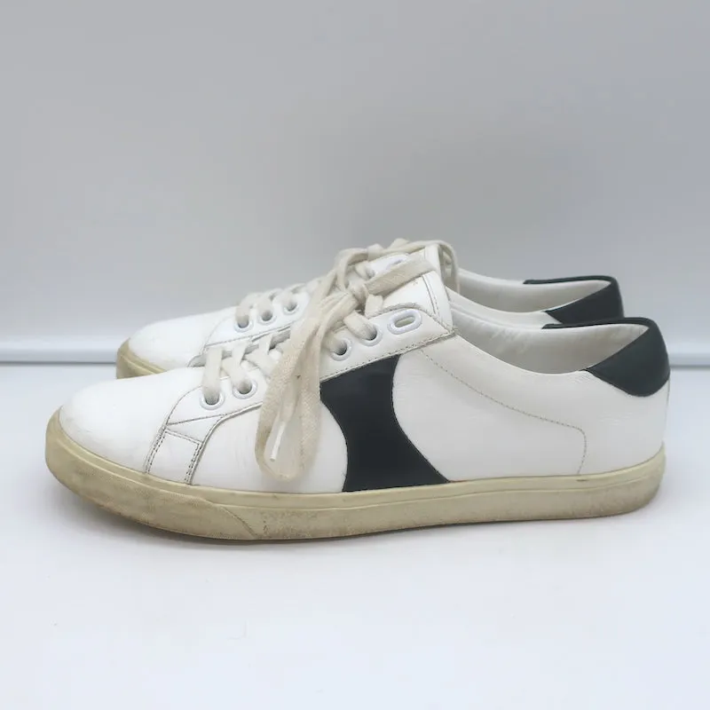 Celine Triomphe TR01L Sneakers Basses en Cuir Blanc et Noir Taille 37