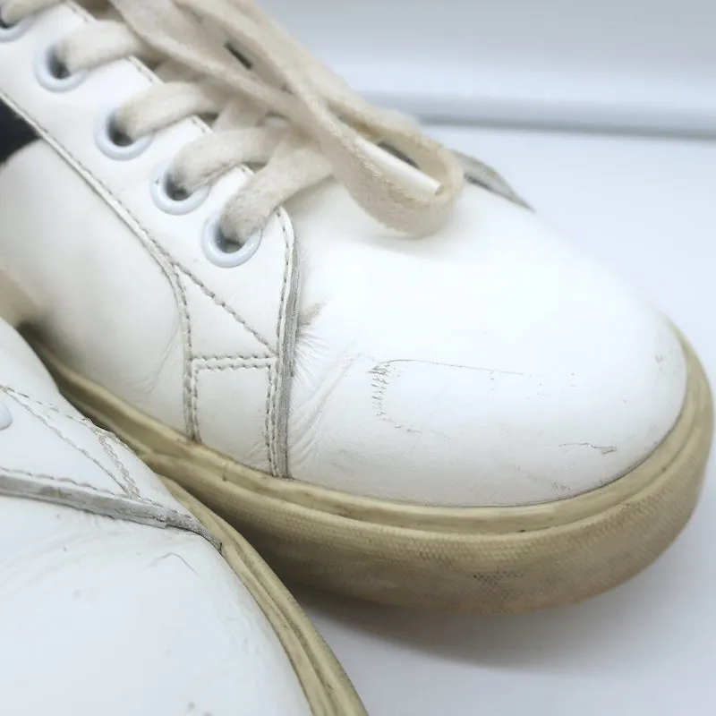 Celine Triomphe TR01L Sneakers Basses en Cuir Blanc et Noir Taille 37
