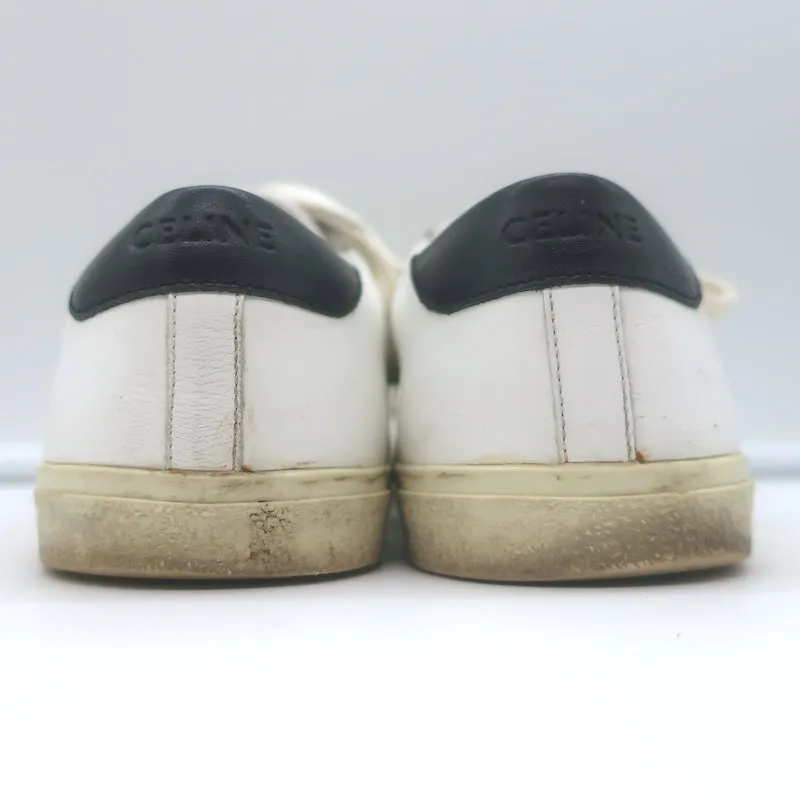 Celine Triomphe TR01L Sneakers Basses en Cuir Blanc et Noir Taille 37