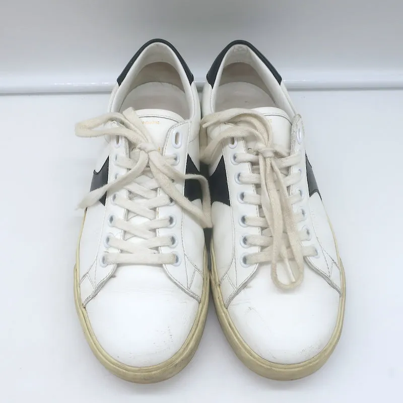 Celine Triomphe TR01L Sneakers Basses en Cuir Blanc et Noir Taille 37