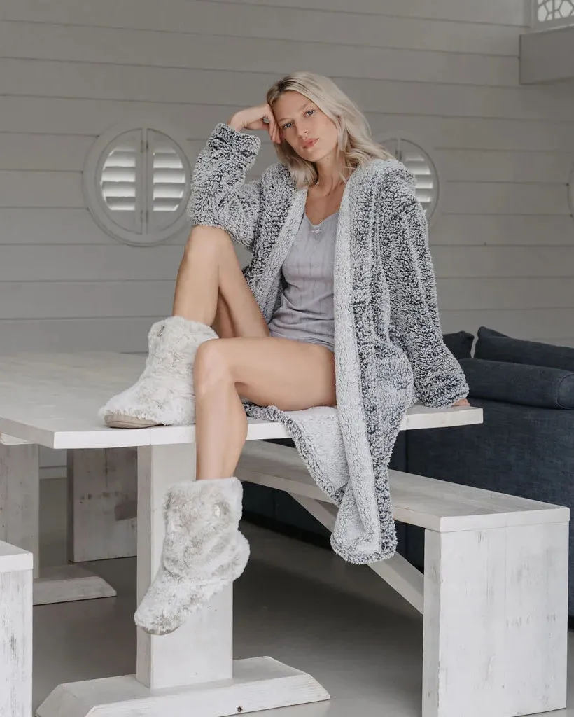 Bottes pantoufles en fausse fourrure de luxe Cole en furet
