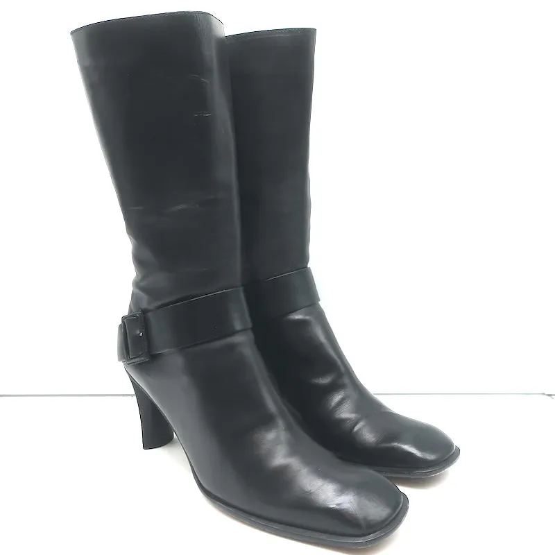 Bottes à boucle mi-mollet Costume National en cuir noir taille 38