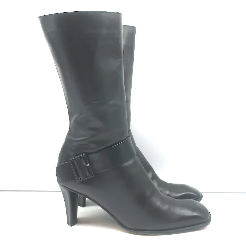 Bottes à boucle mi-mollet Costume National en cuir noir taille 38