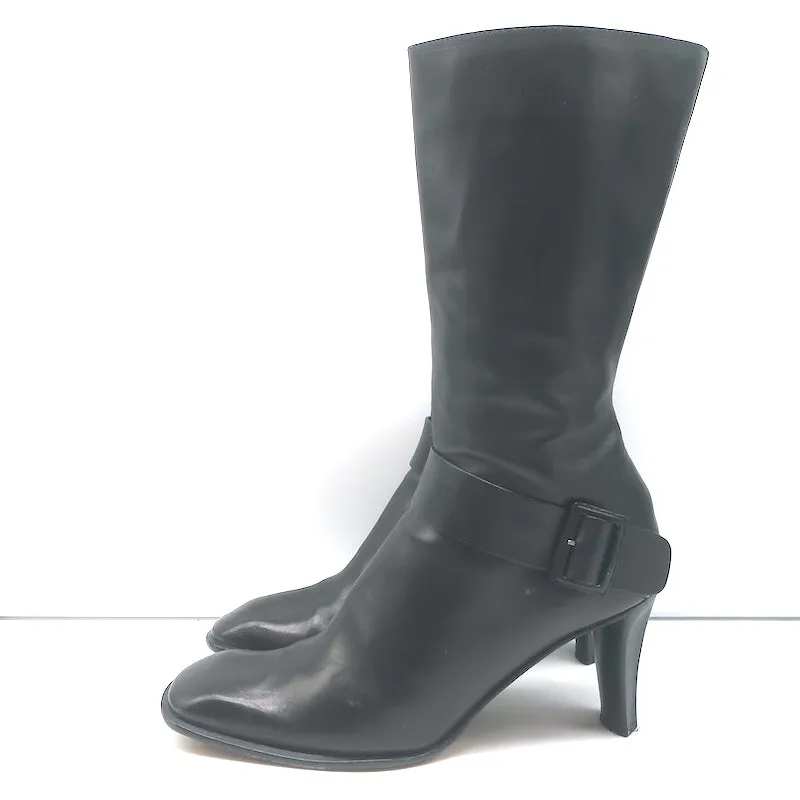 Bottes à boucle mi-mollet Costume National en cuir noir taille 38