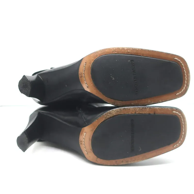 Bottes à boucle mi-mollet Costume National en cuir noir taille 38