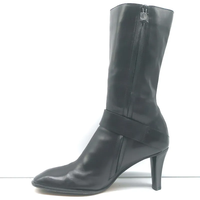 Bottes à boucle mi-mollet Costume National en cuir noir taille 38