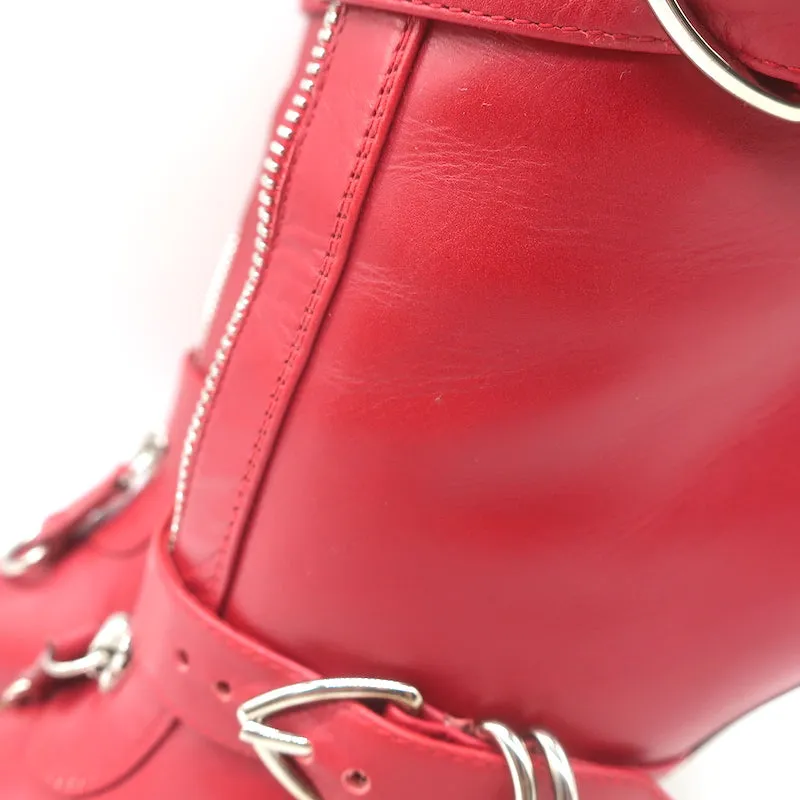 Bottes Gianvito Rossi à fermeture éclair avant et boucles en cuir rouge taille 36.5