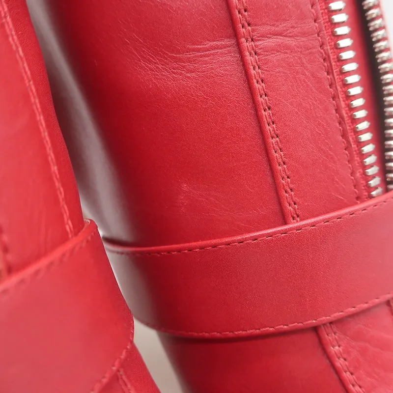 Bottes Gianvito Rossi à fermeture éclair avant et boucles en cuir rouge taille 36.5