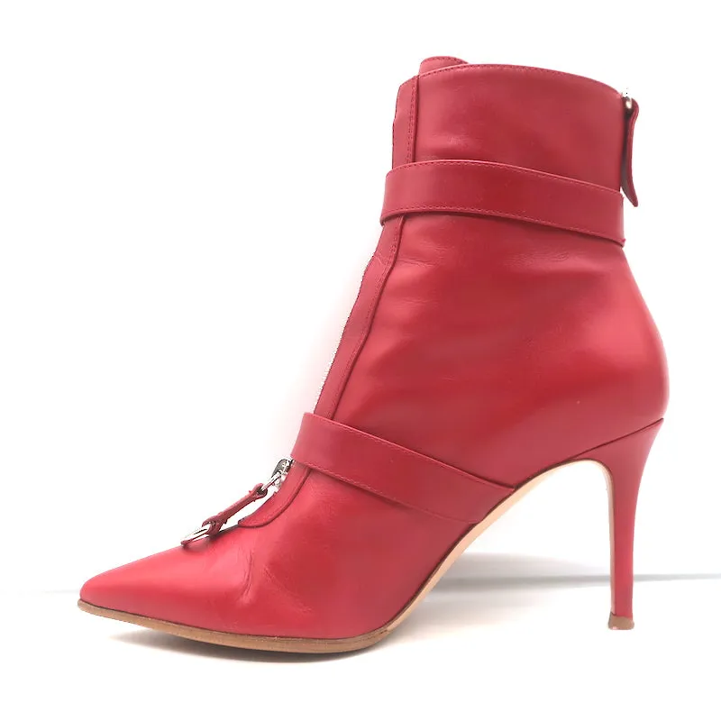 Bottes Gianvito Rossi à fermeture éclair avant et boucles en cuir rouge taille 36.5