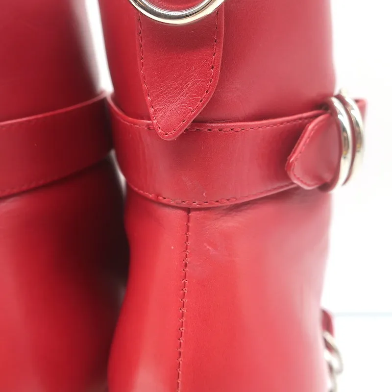 Bottes Gianvito Rossi à fermeture éclair avant et boucles en cuir rouge taille 36.5