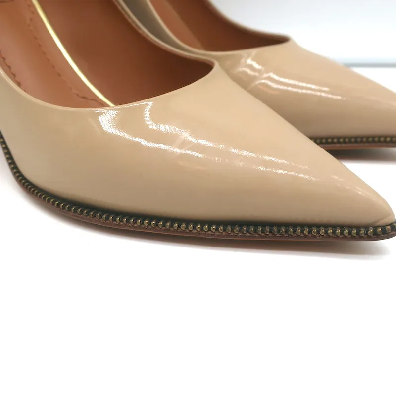 Escarpins Givenchy à fermeture éclair en cuir vernis beige taille 36 à bout pointu et talons