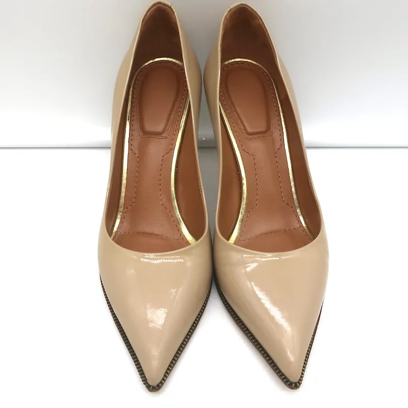 Escarpins Givenchy à fermeture éclair en cuir vernis beige taille 36 à bout pointu et talons