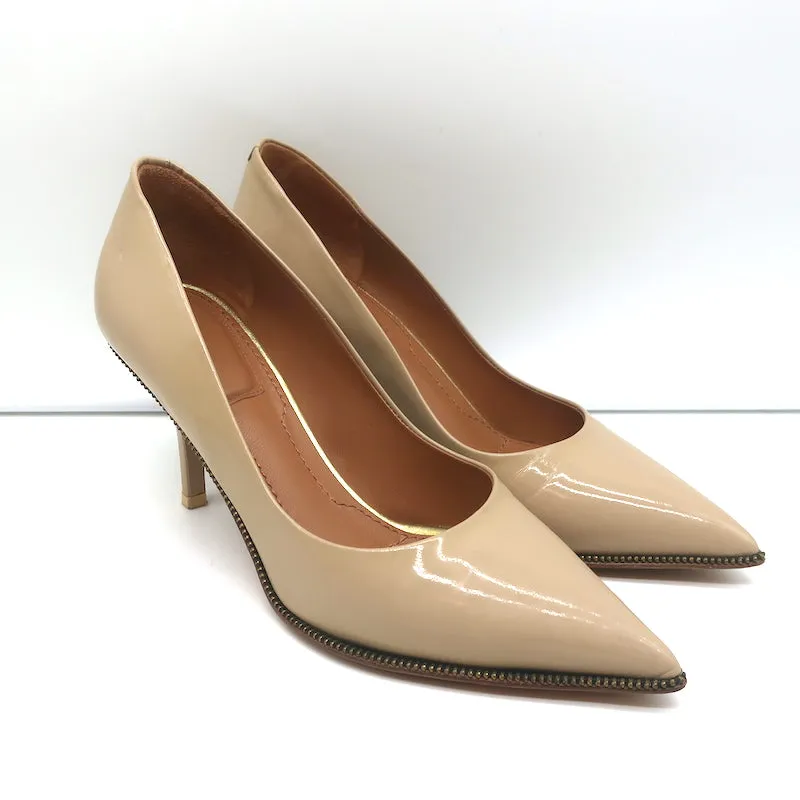 Escarpins Givenchy à fermeture éclair en cuir vernis beige taille 36 à bout pointu et talons