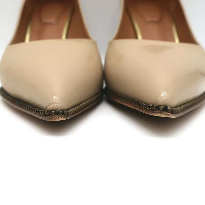 Escarpins Givenchy à fermeture éclair en cuir vernis beige taille 36 à bout pointu et talons