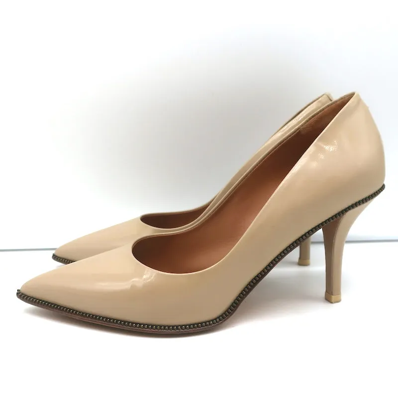 Escarpins Givenchy à fermeture éclair en cuir vernis beige taille 36 à bout pointu et talons