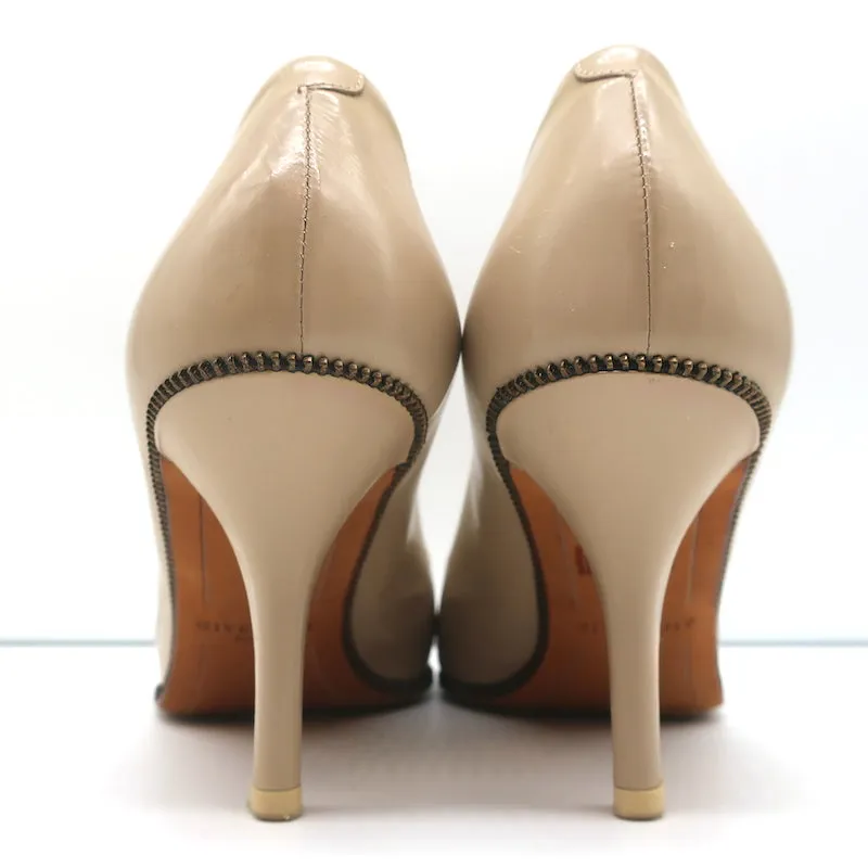 Escarpins Givenchy à fermeture éclair en cuir vernis beige taille 36 à bout pointu et talons