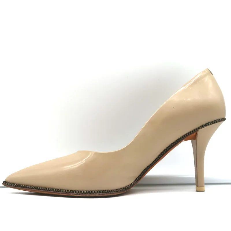 Escarpins Givenchy à fermeture éclair en cuir vernis beige taille 36 à bout pointu et talons