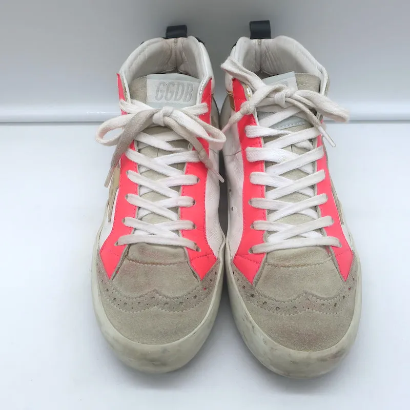 Golden Goose Heart of Gold Mid Star Sneakers en cuir blanc et rose taille 35