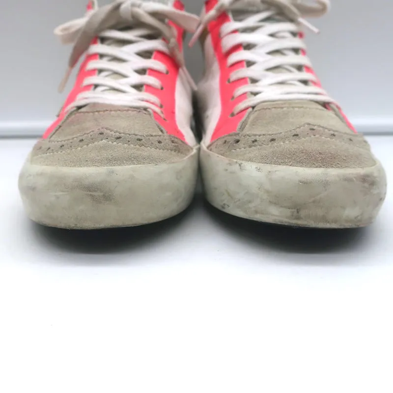 Golden Goose Heart of Gold Mid Star Sneakers en cuir blanc et rose taille 35