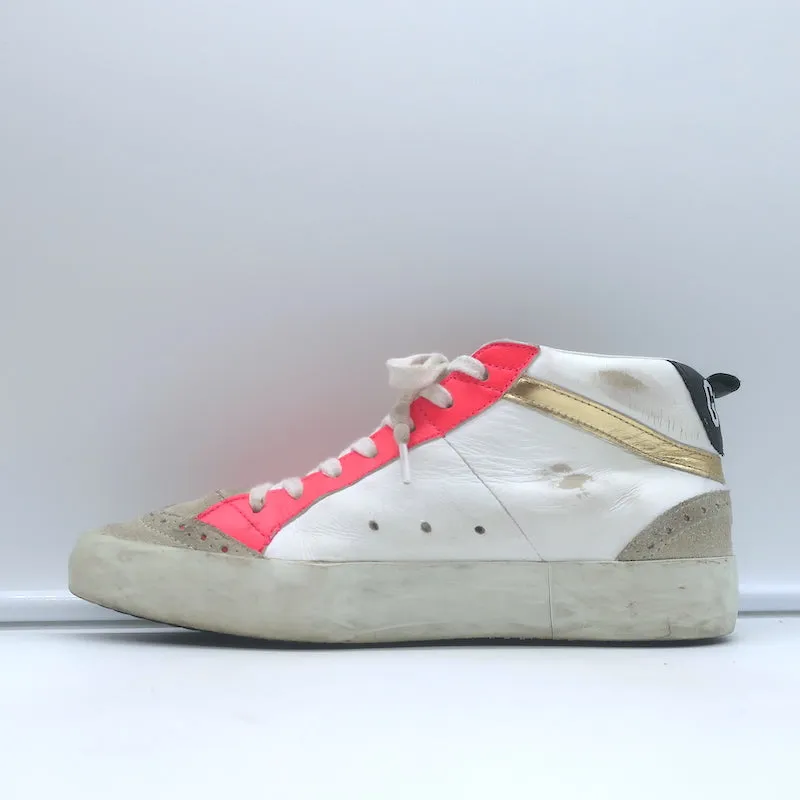 Golden Goose Heart of Gold Mid Star Sneakers en cuir blanc et rose taille 35