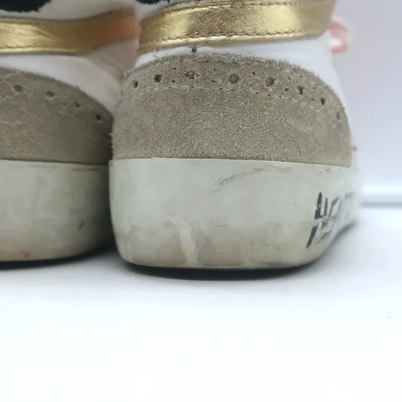 Golden Goose Heart of Gold Mid Star Sneakers en cuir blanc et rose taille 35