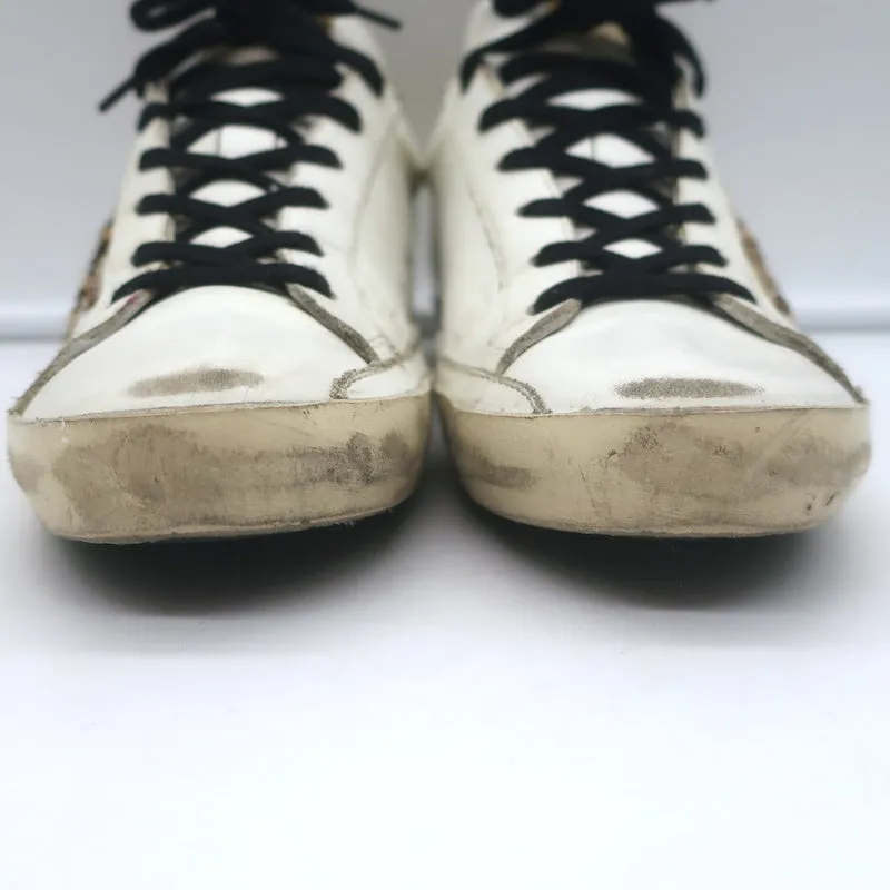 Golden Goose Superstar Léopard Pony Hair Star Sneakers Cuir Blanc Taille 38