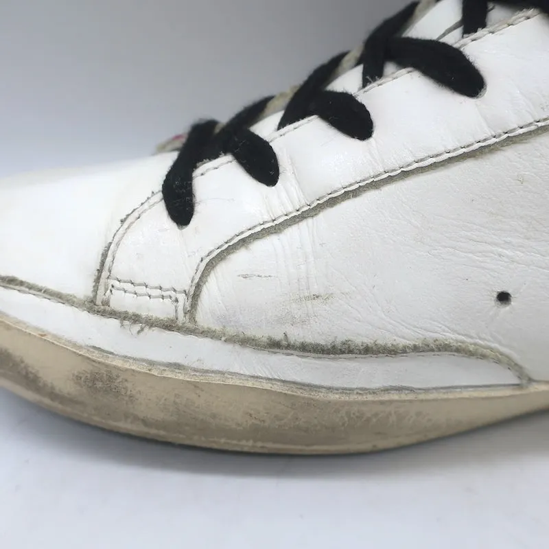 Golden Goose Superstar Léopard Pony Hair Star Sneakers Cuir Blanc Taille 38