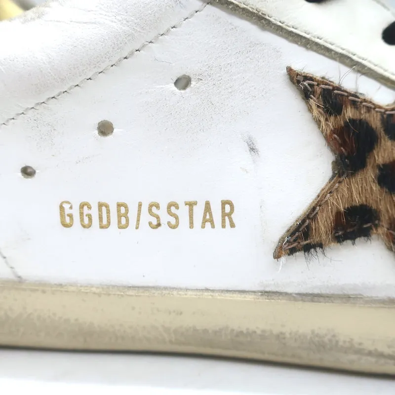 Golden Goose Superstar Léopard Pony Hair Star Sneakers Cuir Blanc Taille 38