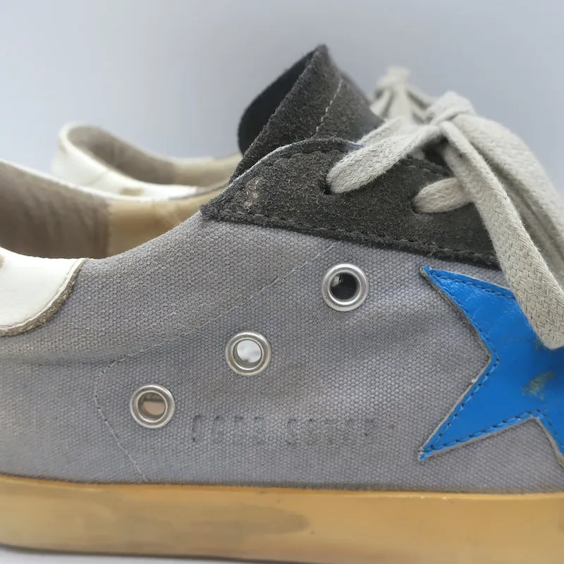 Golden Goose Superstar Baskets Basses en Toile Grise et Suède Taille 37
