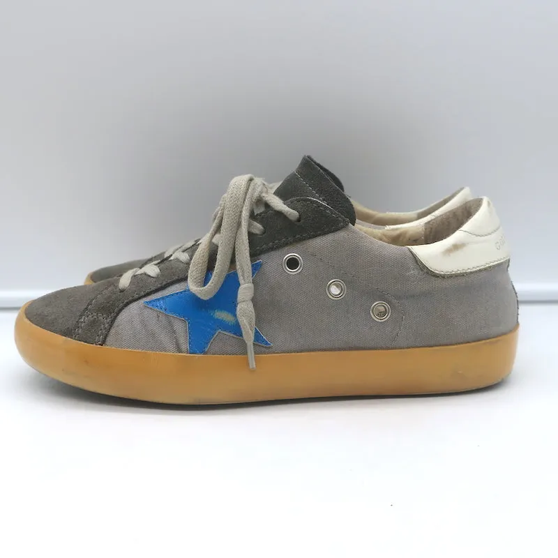 Golden Goose Superstar Baskets Basses en Toile Grise et Suède Taille 37