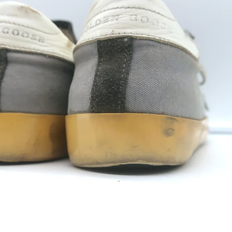 Golden Goose Superstar Baskets Basses en Toile Grise et Suède Taille 37