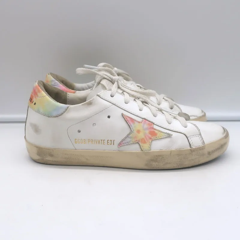 Golden Goose Superstar Tie Dye Sneakers Basses en Cuir Blanc Taille 37