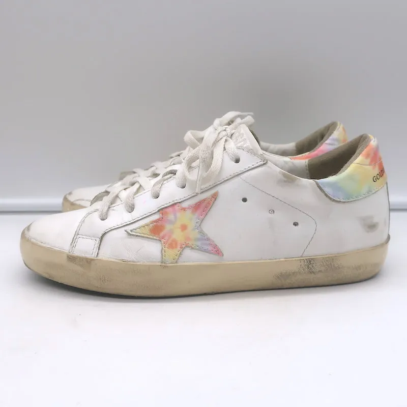 Golden Goose Superstar Tie Dye Sneakers Basses en Cuir Blanc Taille 37